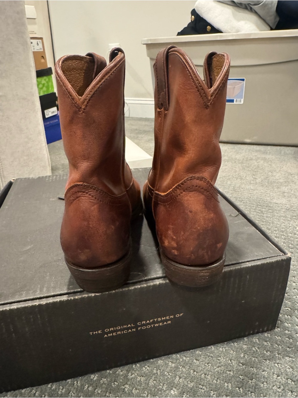 Frye Billy Short Women’s Chestnut Brown Leather Pull-On Boots in Renice Leather - Picture 6 of 7